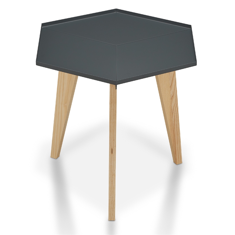 Home Square Bok Modern Chic Metal Tray-Top End Table in Gray - Set of 2