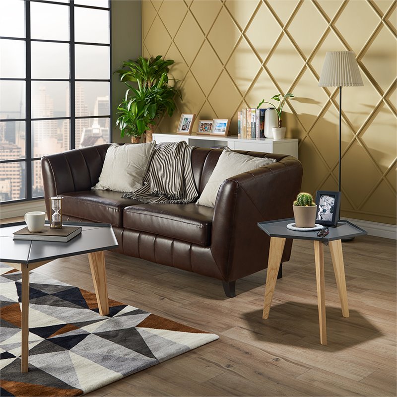 Home Square Bok Modern Chic Metal Tray-Top End Table in Gray - Set of 2