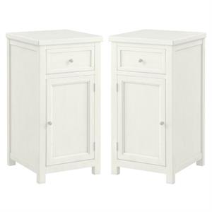 Home Square Jennifer Wood 1-Drawer Side Table in Antique White - Set of 2