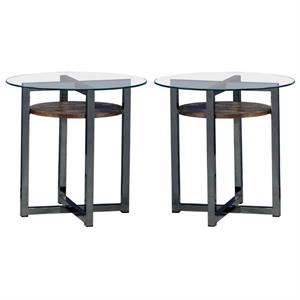 home square barker industrial end table in black chrome - set of 2