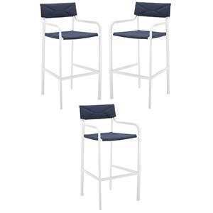 home square raleigh aluminum outdoor bar stool in white and navy