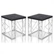 Home Square Stefano Contemporary Metal End Table in Black and Chrome - Set of 2