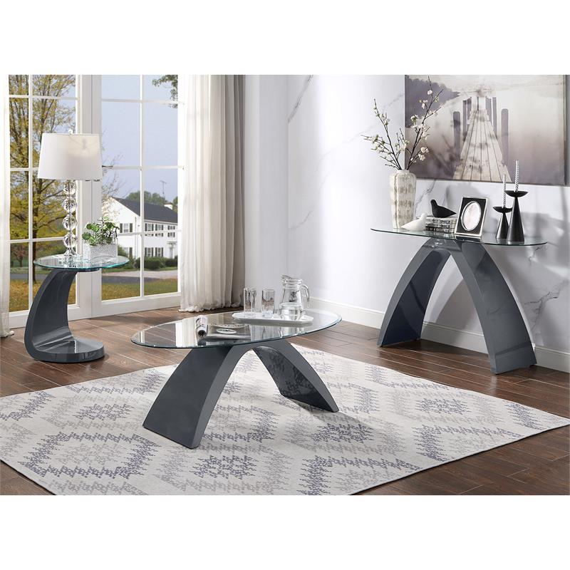Home Square Pelletoni Contemporary Wood End Table in Gray - Set of 2