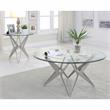Home Square Contemporary Clear Glass Top End Table in Champagne - Set of 2