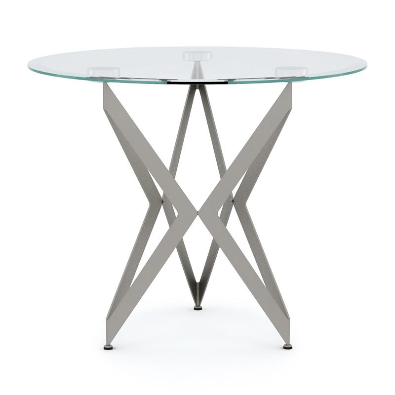 Home Square Contemporary Clear Glass Top End Table in Champagne - Set of 2