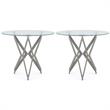 Home Square Contemporary Clear Glass Top End Table in Champagne - Set of 2