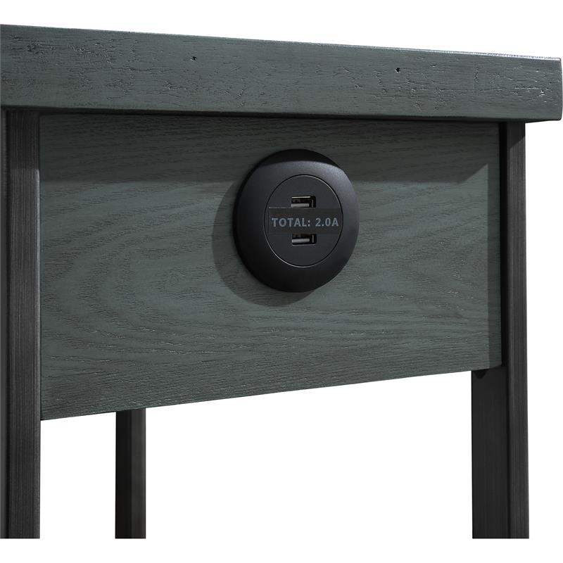 Home Square Elda Transitional Wood Side Table in Antique Green - Set of 2
