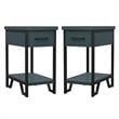 Home Square Elda Transitional Wood Side Table in Antique Green - Set of 2
