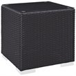 Home Square 2 Piece Aluminum/Rattan Square Patio End Table Set in Espresso