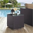 Home Square 2 Piece Aluminum/Rattan Square Patio End Table Set in Espresso