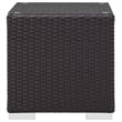 Home Square 2 Piece Aluminum/Rattan Square Patio End Table Set in Espresso