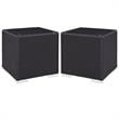 Home Square 2 Piece Aluminum/Rattan Square Patio End Table Set in Espresso