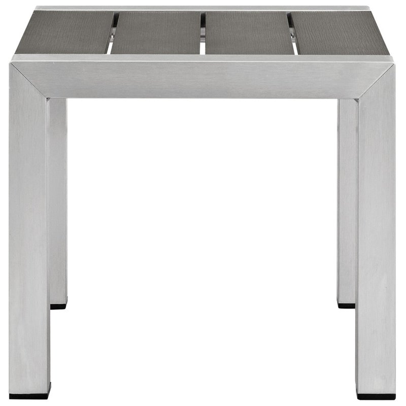 Home Square 2 Piece Aluminum Outdoor Patio End Table Set in Silver/Gray