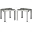 Home Square 2 Piece Aluminum Outdoor Patio End Table Set in Silver/Gray