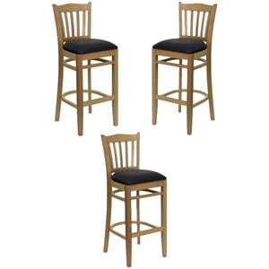 Home Square 31&quot Bar Stool with Black Seat - Set of 3