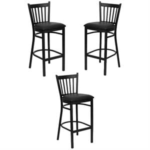 Home Square 30&quot Metal Bar Stool in Black - Set of 3