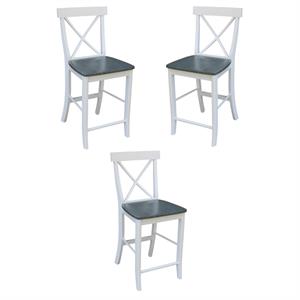 home square x back counter height stool in white/heather gray