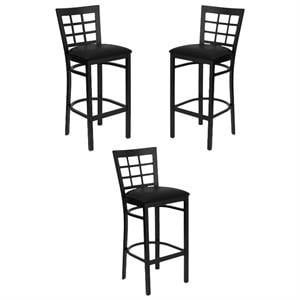 Home Square 31&quot Metal Bar Stool in Black - Set of 3