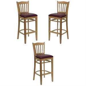 Home Square Hercules Series 31&quot Bar Stool with Burgundy Seat - Set of 3