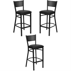 Home Square 30&quot Grid Back Metal Bar in Black - Set of 3