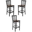 Home Square Black Back Metal Bar Stool in Mahogany - Set of 3
