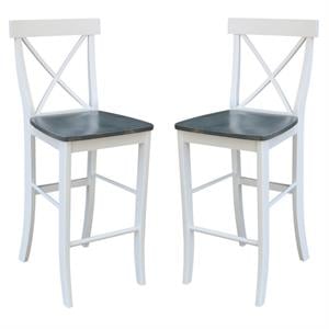 home square x back solid wood bar height stool in white/heather gray
