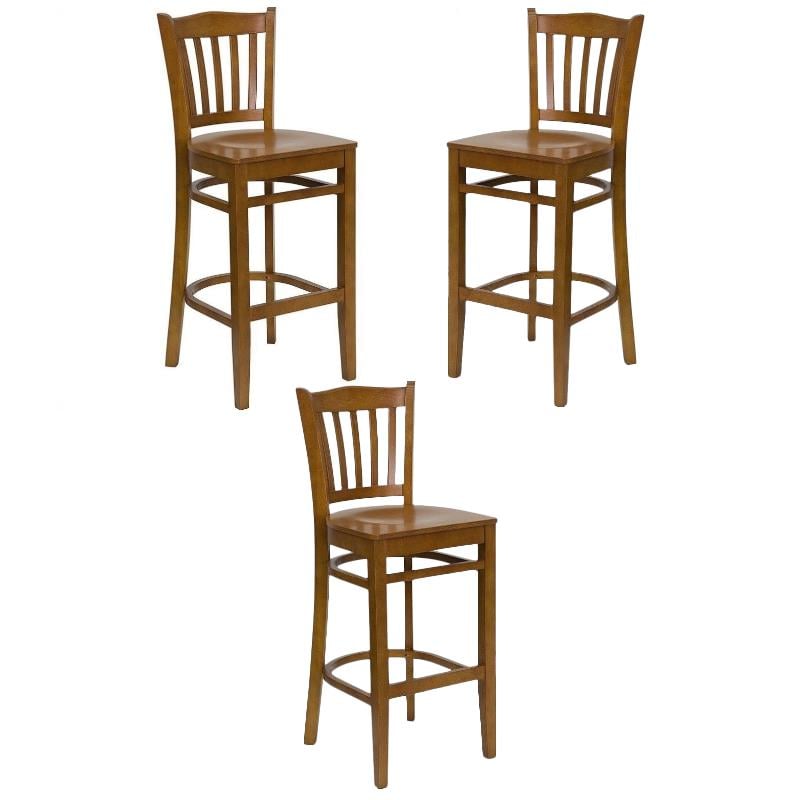 Home Square Quilted Adjustable Bar Stool with Arms in Brown - Set of 3