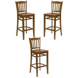 Home Square Quilted Adjustable Bar Stool with Arms in Brown - Set of 3