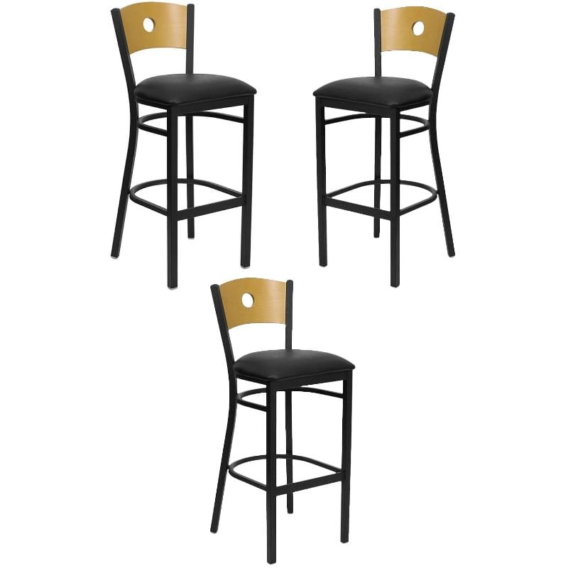 Home Square Quilted Adjustable Bar Stool with Arms in Purple - Set of 3
