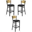 Home Square Quilted Adjustable Bar Stool with Arms in Purple - Set of 3