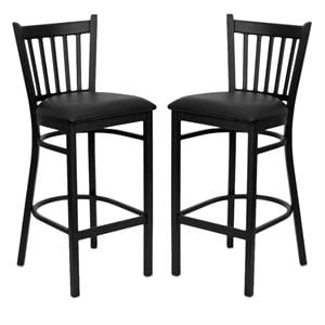 Home Square Hercules Series 30&quot Metal Bar Stool in Black - Set of 2