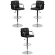 Home Square Quilted Bar Stool with Arms in Black Finish - Set of 3