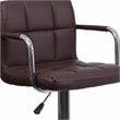 Home Square Quilted Bar Stool with Arms in Brown Finish - Set of 3