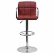 Home Square Quilted Bar Stool with Arms in Burgundy - Set of 3