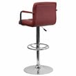 Home Square Quilted Bar Stool with Arms in Burgundy - Set of 3