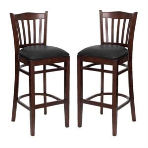 Home Square Hercules 31&quot Bar Stool in Mahogany with Black Seat - Set of 2