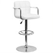 Home Square Quilted Bar Stool with Arms in White Finish  - Set of 3