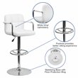 Home Square Quilted Bar Stool with Arms in White Finish  - Set of 3