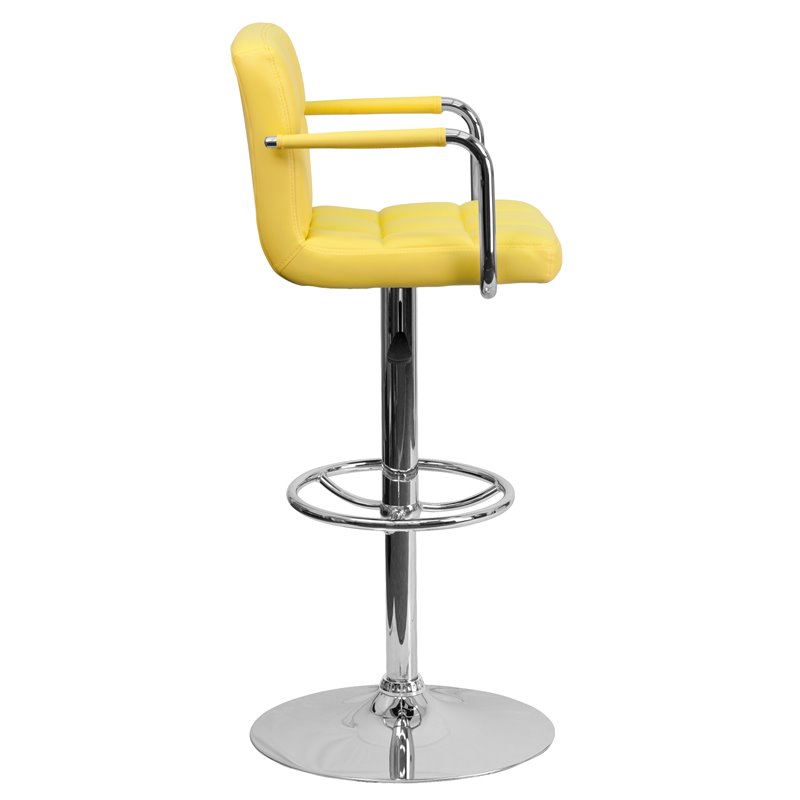 Home Square Quilted Bar Stool with Arms in Yellow Finish - Set of 3