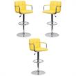 Home Square Quilted Bar Stool with Arms in Yellow Finish - Set of 3