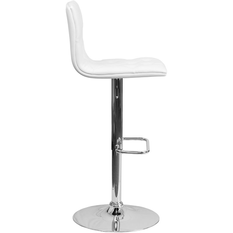 Home Square Tufted Adjustable Bar Stool in White Finish - Set of 3