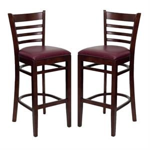 Home Square Hercules Series 31&quot Ladder Back Bar Stool in Mahogany - Set of 2