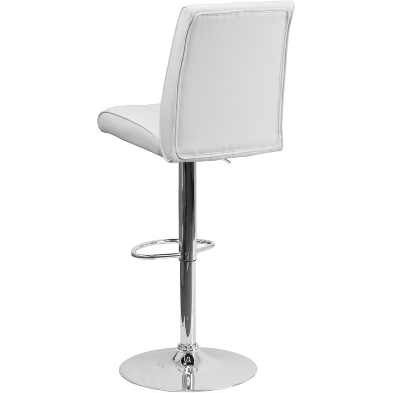 Home Square Faux Leather Bar Stool in White Finish - Set of 3