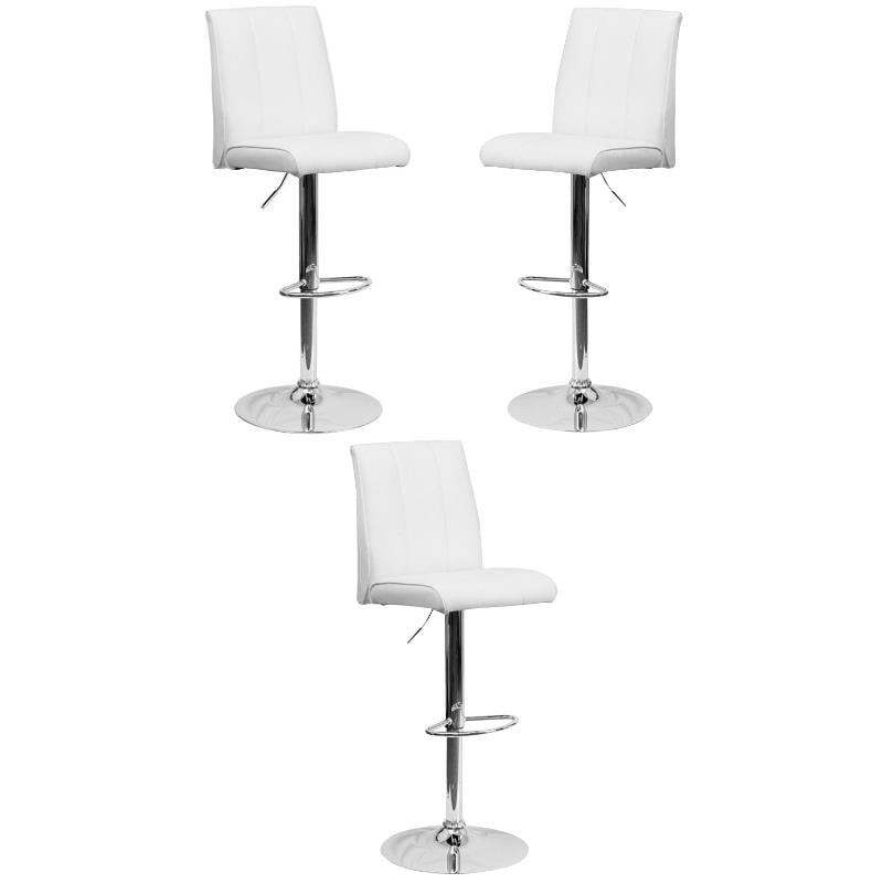 Home Square Faux Leather Bar Stool in White Finish - Set of 3