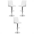 Home Square Faux Leather Bar Stool in White Finish - Set of 3
