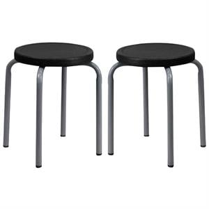 Home Square 17&quot Stackable Bar Stool with Black Seat - Set of 2