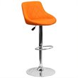 Home Square Adjustable Quilted Bucket Seat Bar Stool in Orange - Set of 3