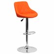 Home Square Adjustable Quilted Bucket Seat Bar Stool in Orange - Set of 3