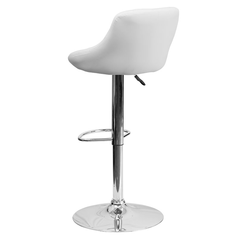 Home Square Adjustable Quilted Bucket Seat Bar Stool in White - Set of 3