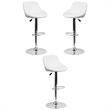 Home Square Adjustable Quilted Bucket Seat Bar Stool in White - Set of 3